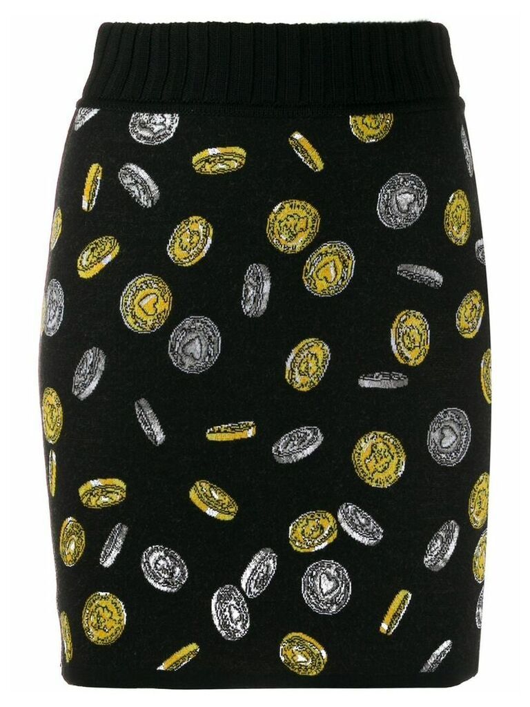 Moschino coin intarsia knitted skirt - Black