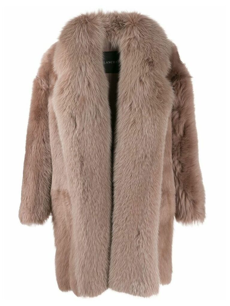 Blancha shearling oversized coat - NEUTRALS