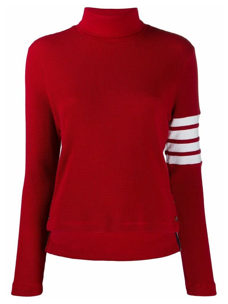 Thom Browne 4-Bar Compact Waffle Turtleneck - Red