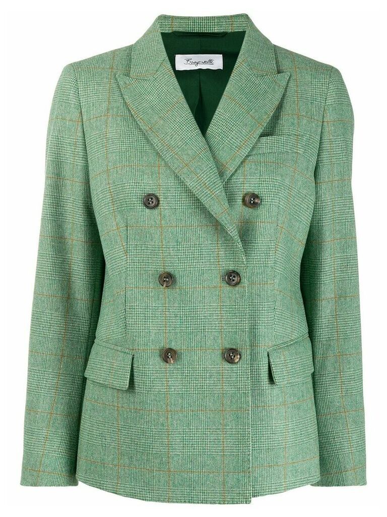 Brag-wette checked double breasted blazer - Green