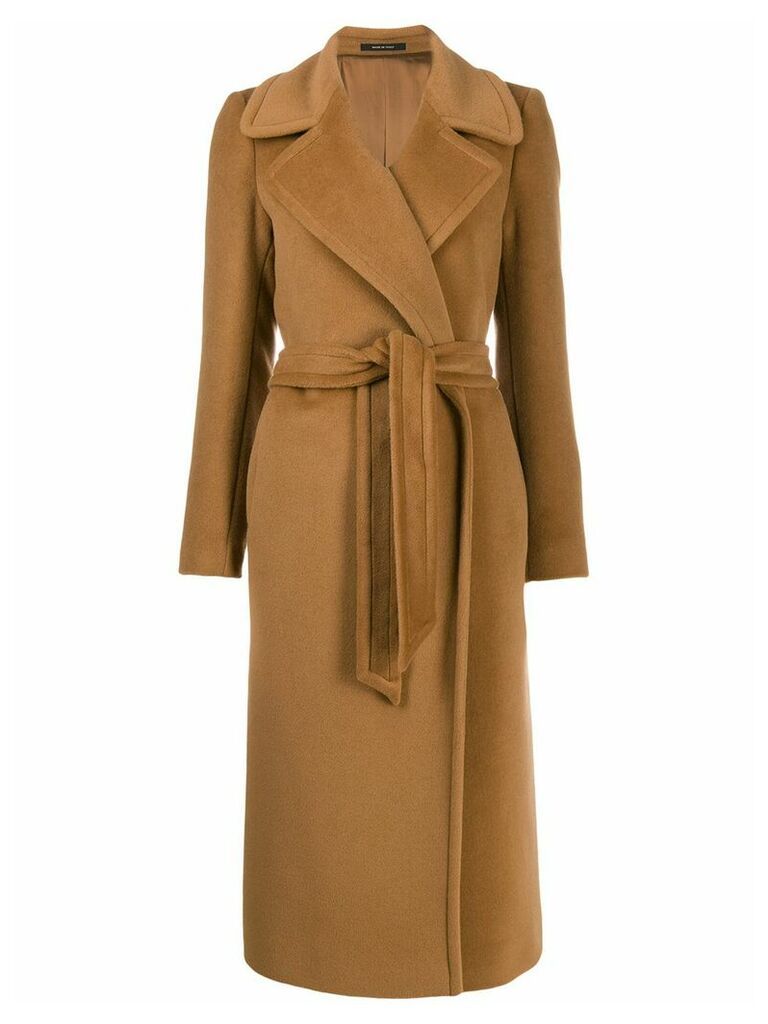 Tagliatore belted mid-length coat - Brown