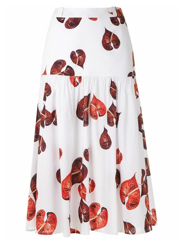 Andrea Marques ruched midi skirt - White