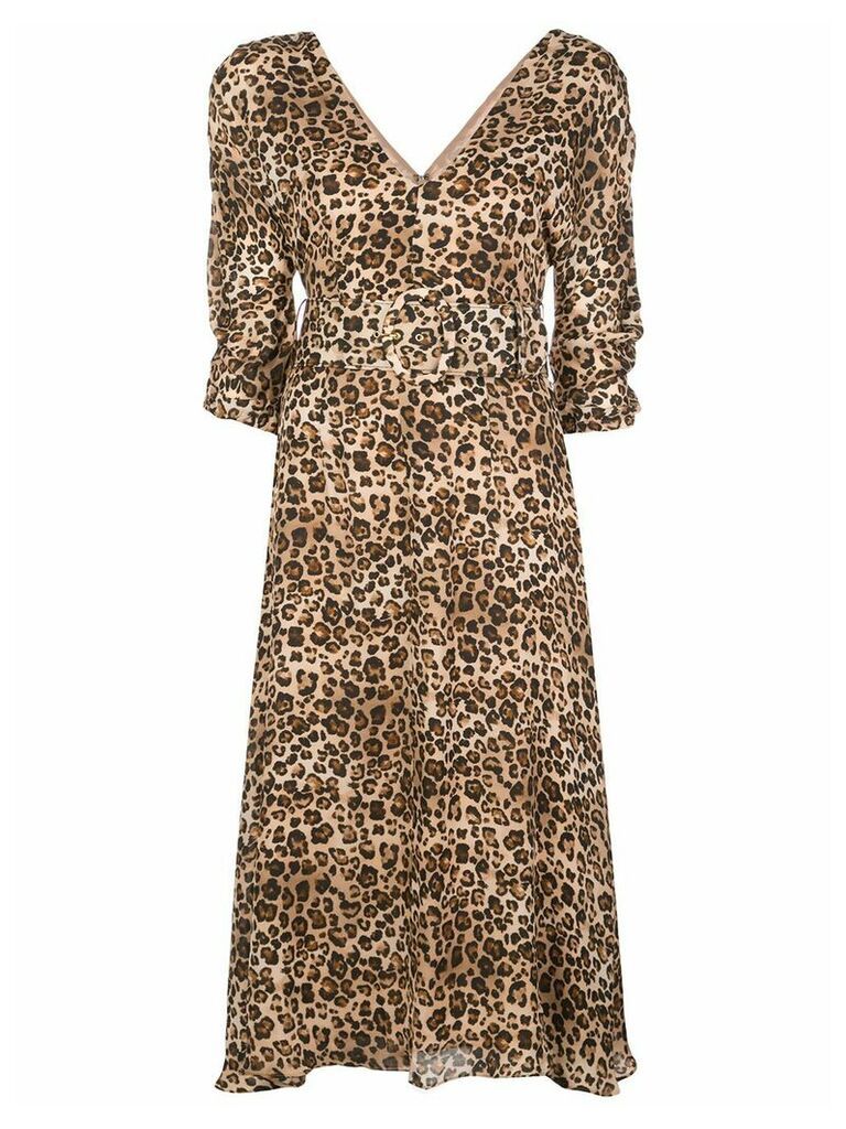 Nicholas leopard print midi dress - Brown