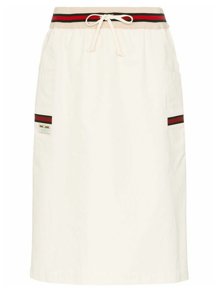 Gucci Web stripe-detail skirt - White