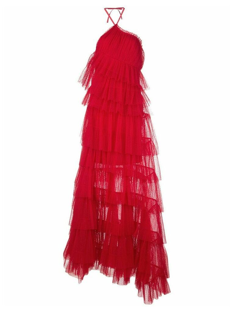 Alexis Justina ruffled-tulle maxi dress - Red
