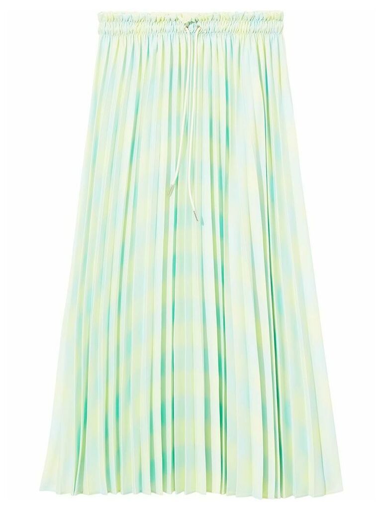 Proenza Schouler White Label Diffused Gingham Georgette Pleated Skirt