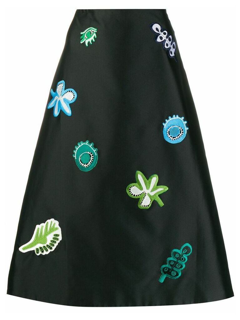 Marni patch-embellished A-line skirt - Black