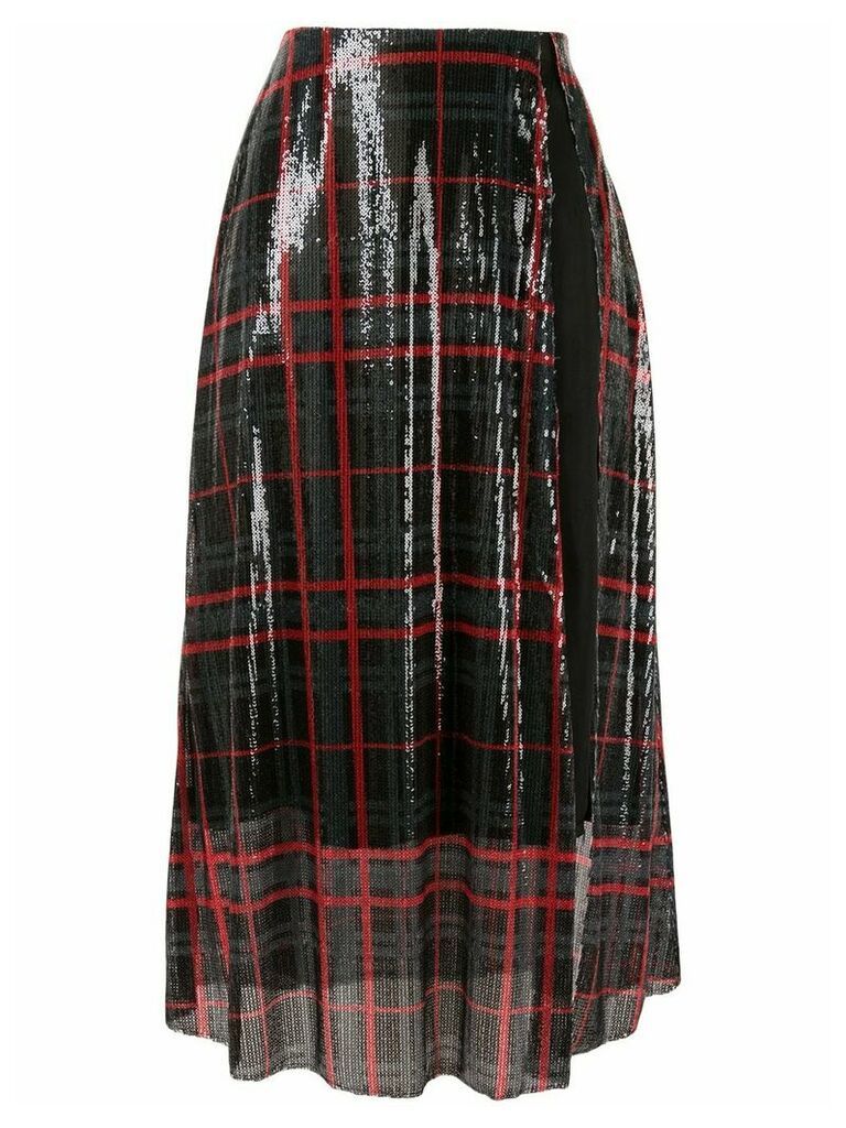Yang Li sequinned tartan skirt - Black