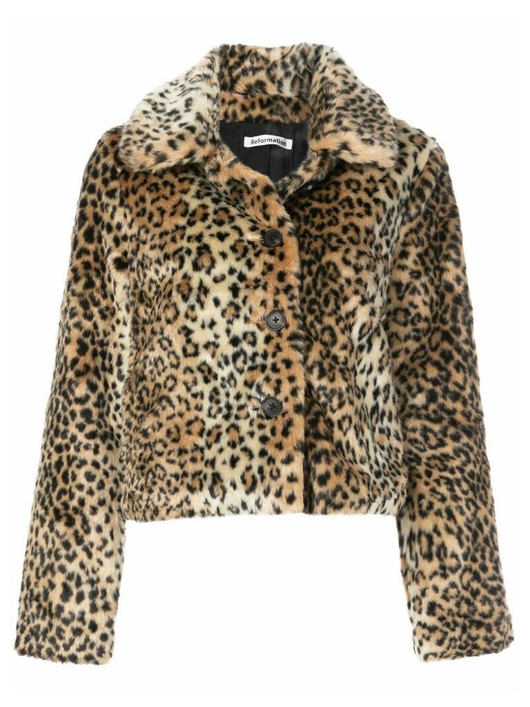 Reformation Hampton leopard-print coat - Brown