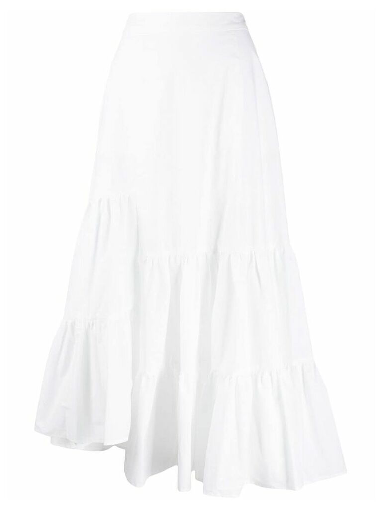 MM6 Maison Margiela asymmetric ruffle tiered skirt - White
