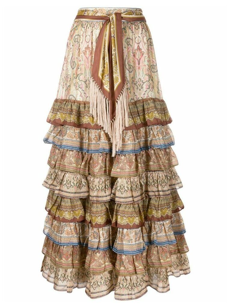 Zimmermann tiered paisley print skirt - NEUTRALS
