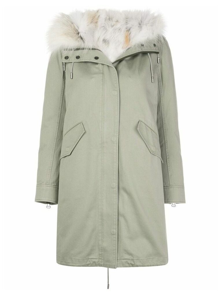 Yves Salomon Parka with Cotton and Fox Lining - Green