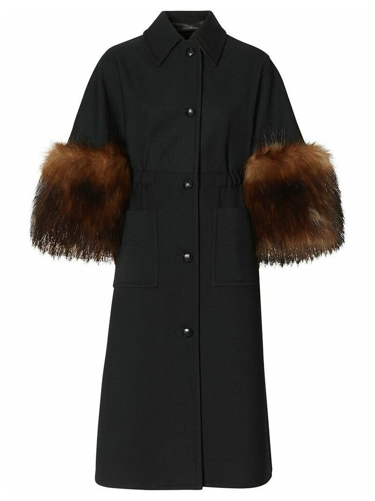 Burberry cape-style buttoned coat - Black
