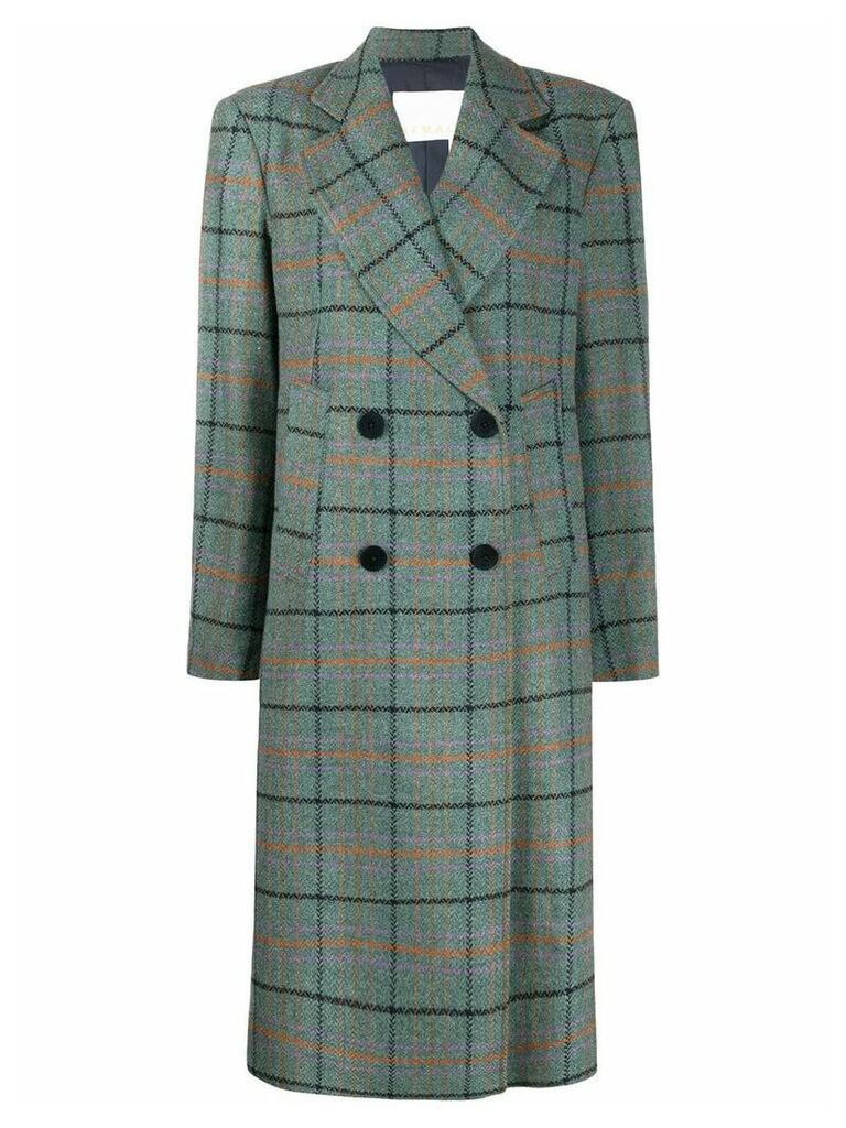 Remain Debbie checked double-breasted coat - Blue