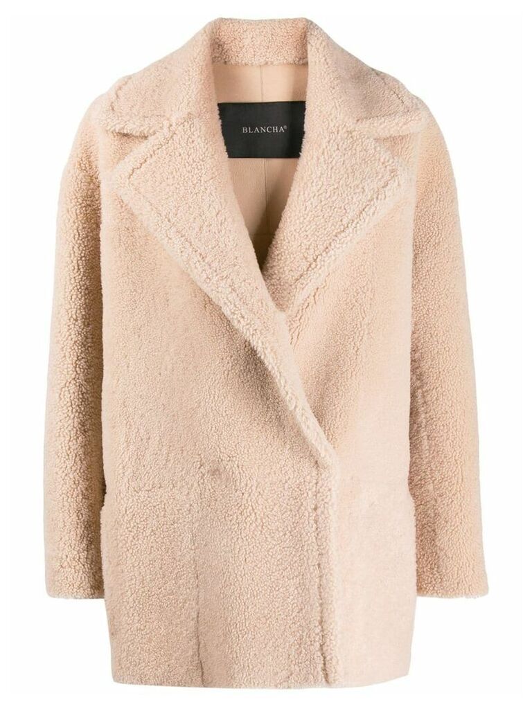 Blancha single breasted shearling coat - Neutrals