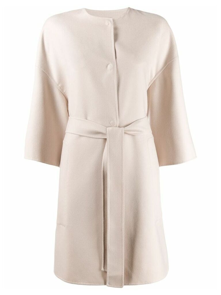 Agnona cropped sleeve belted coat - Neutrals