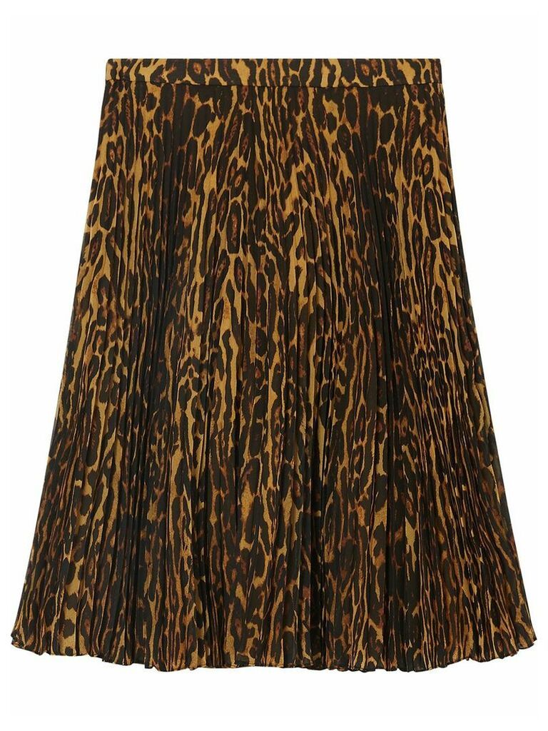 Burberry leopard print pleated skirt - Brown