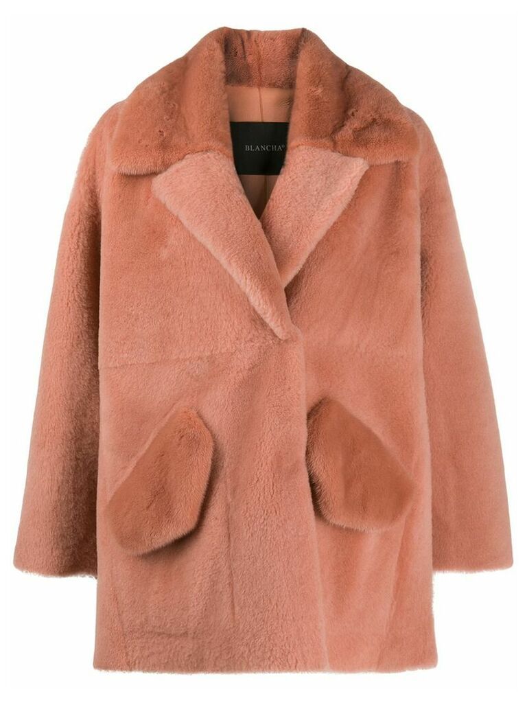 Blancha oversized shearling coat - PINK
