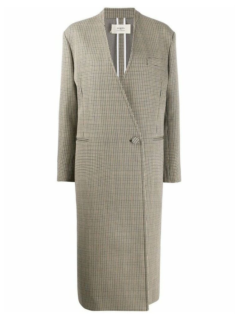 Ports 1961 check pattern coat - Brown