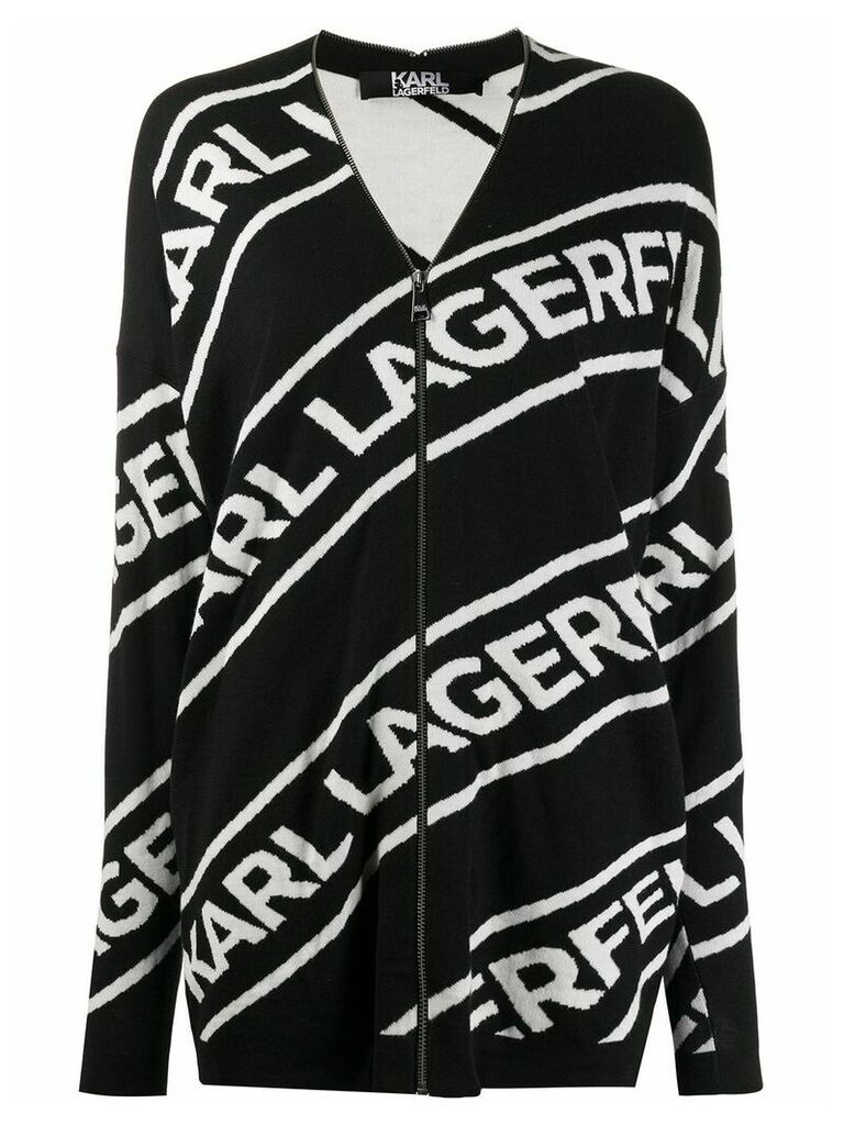Karl Lagerfeld logo zip cardigan - Black