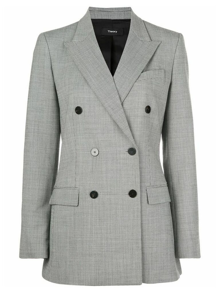 Theory double-breasted micro-pattern blazer - Grey