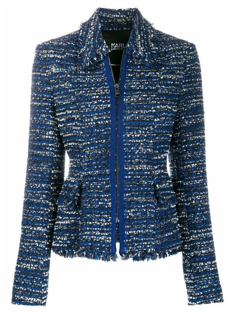 Karl Lagerfeld tweed boucle jacket - Blue