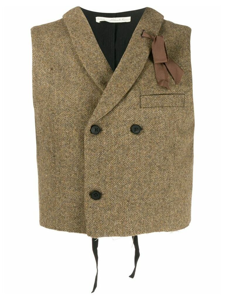 Aleksandr Manamïs fitted herringbone waistcoat - Brown
