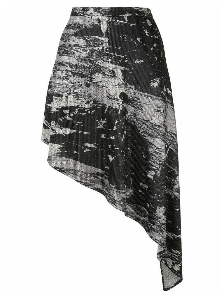 Strateas Carlucci abstract-print asymmetric skirt - Black