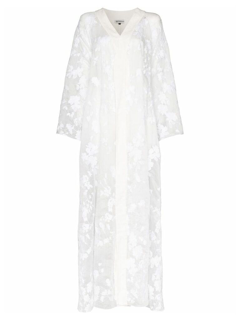 Masterpeace floral devoré maxi kimono - White