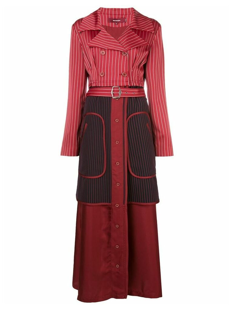Sies Marjan pinstriped long trench coat - Red