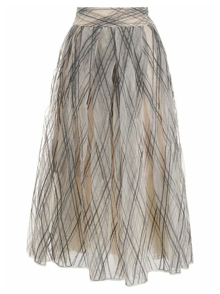Brunello Cucinelli embroidered tulle A-line midi skirt - C774