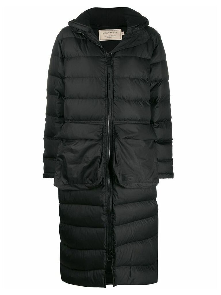 Maison Kitsuné long-length down coat - Black