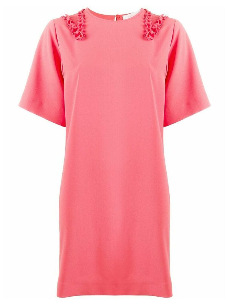 See by Chloé ruffle-trimmed crepe shift dress - PINK