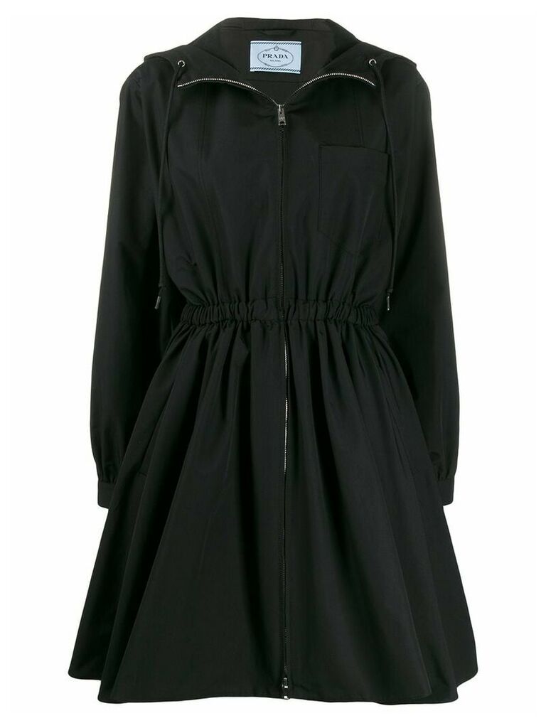 Prada flared hooded coat - Black
