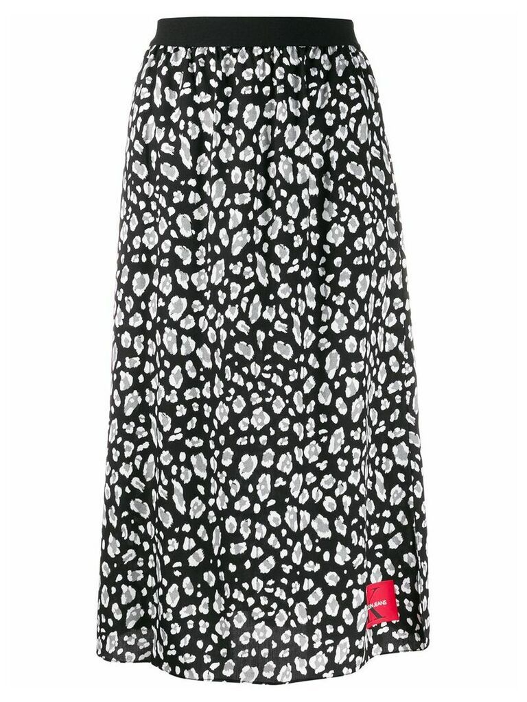 Calvin Klein Jeans leopard-print midi skirt - Black