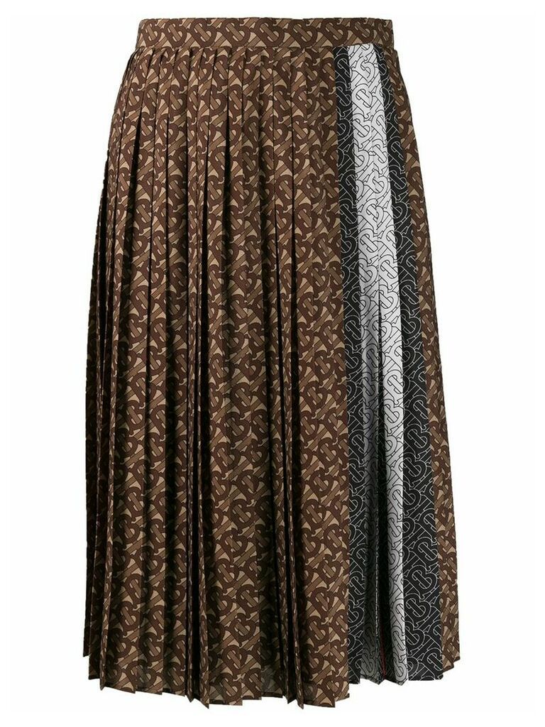 Burberry monogram stripe pleated skirt - Brown