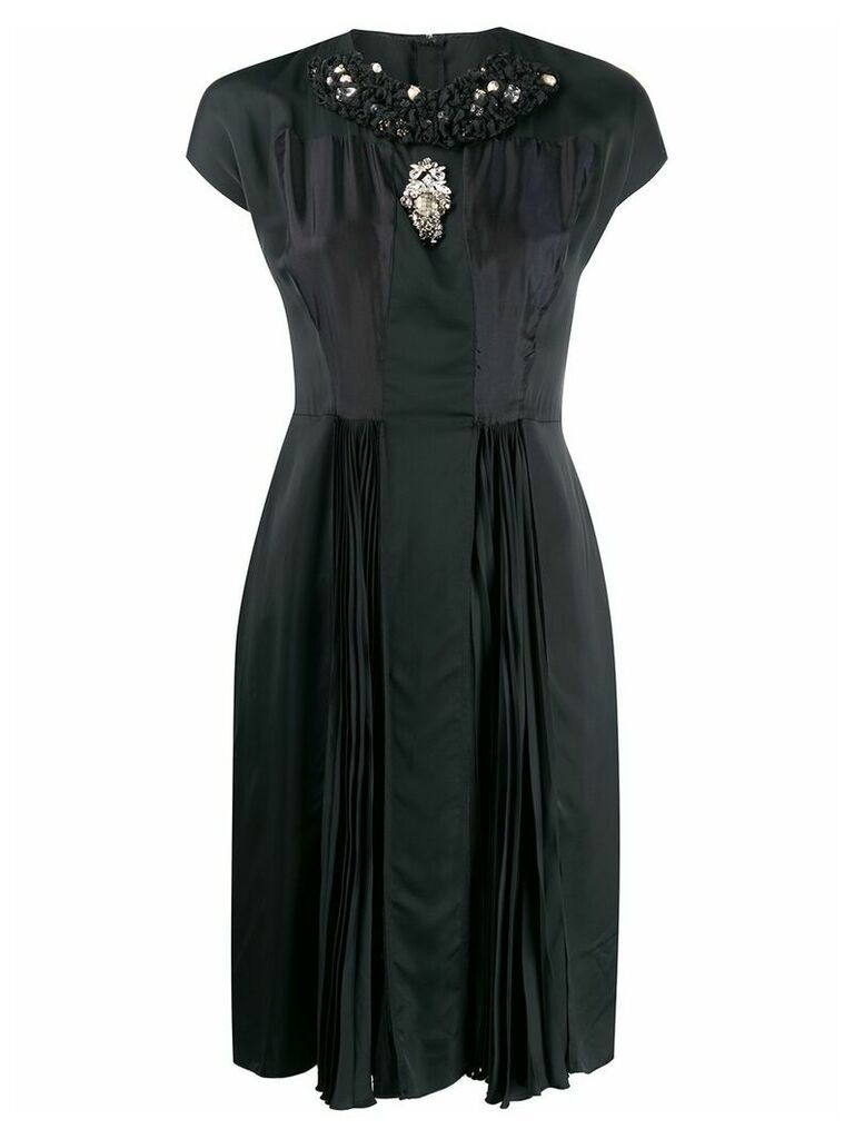 Prada Pre-Owned 2000's embellished pleated dress - Black
