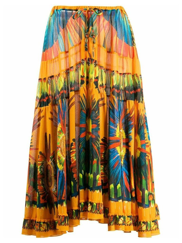 Jean Paul Gaultier Pre-Owned 2000s feathers print drawstring skirt -