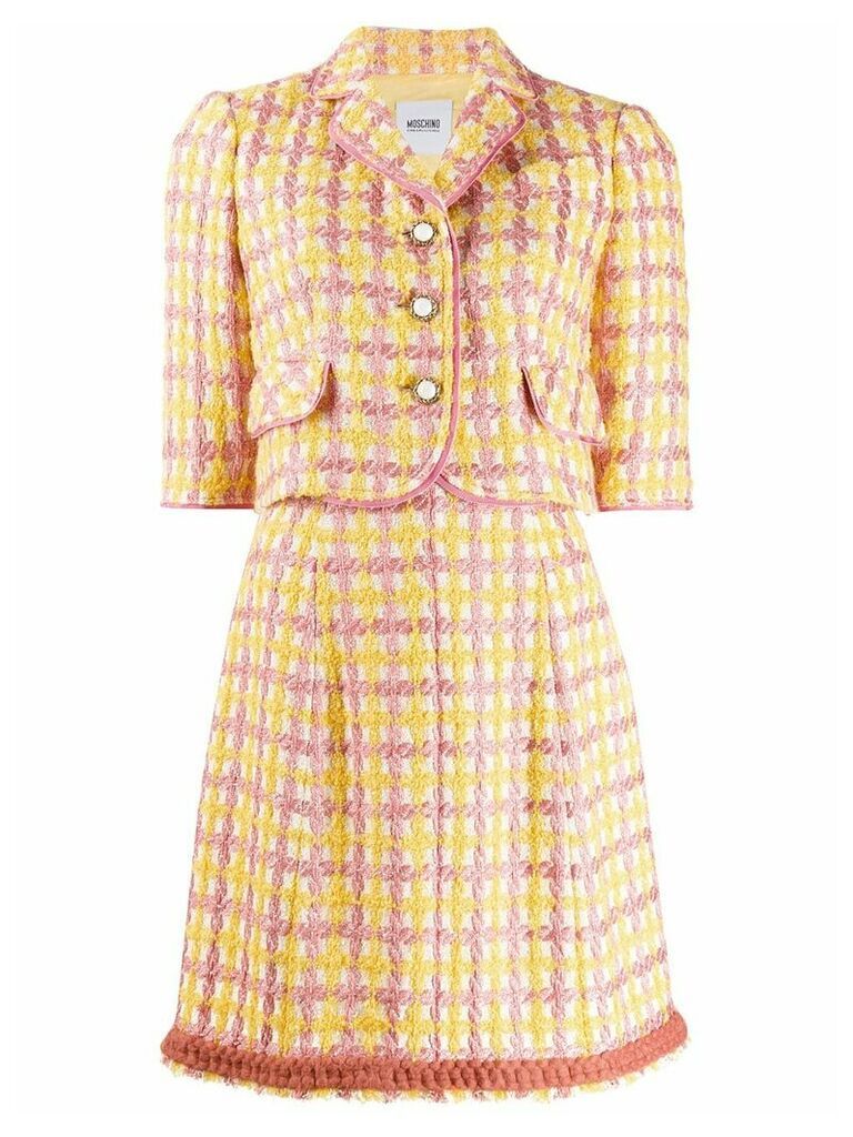 Moschino Pre-Owned 2000s tweed cropped skirt suit - Yellow