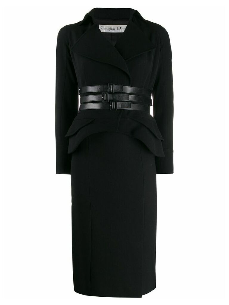 Christian Dior 2000s pre-owned triple belt skirt suit - Black