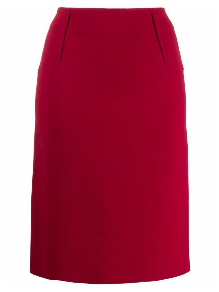 LANVIN Pre-Owned 1990s pleated detail pencil skirt - Red