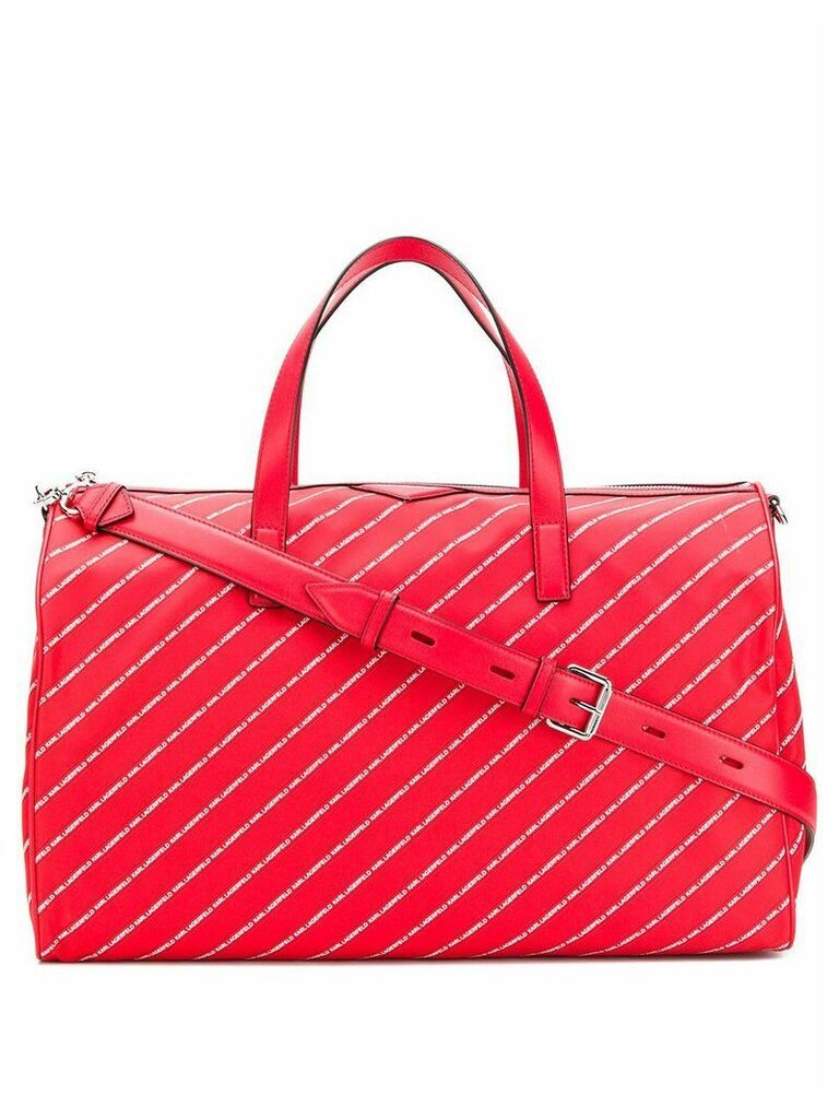 Karl Lagerfeld K/Stripe logo nylon weekender - Red