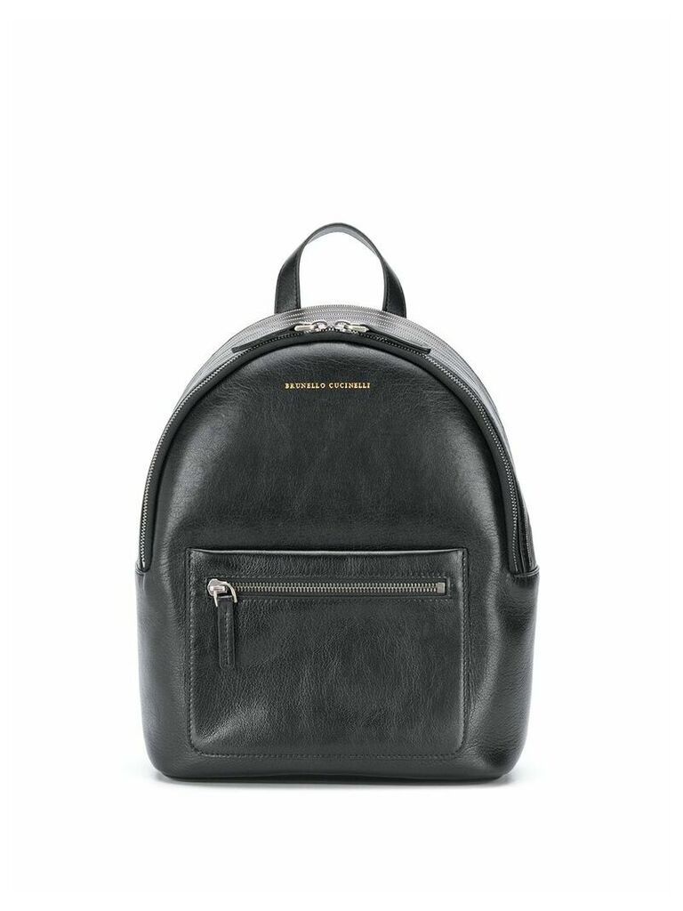 Brunello Cucinelli logo zipped backpack - Black
