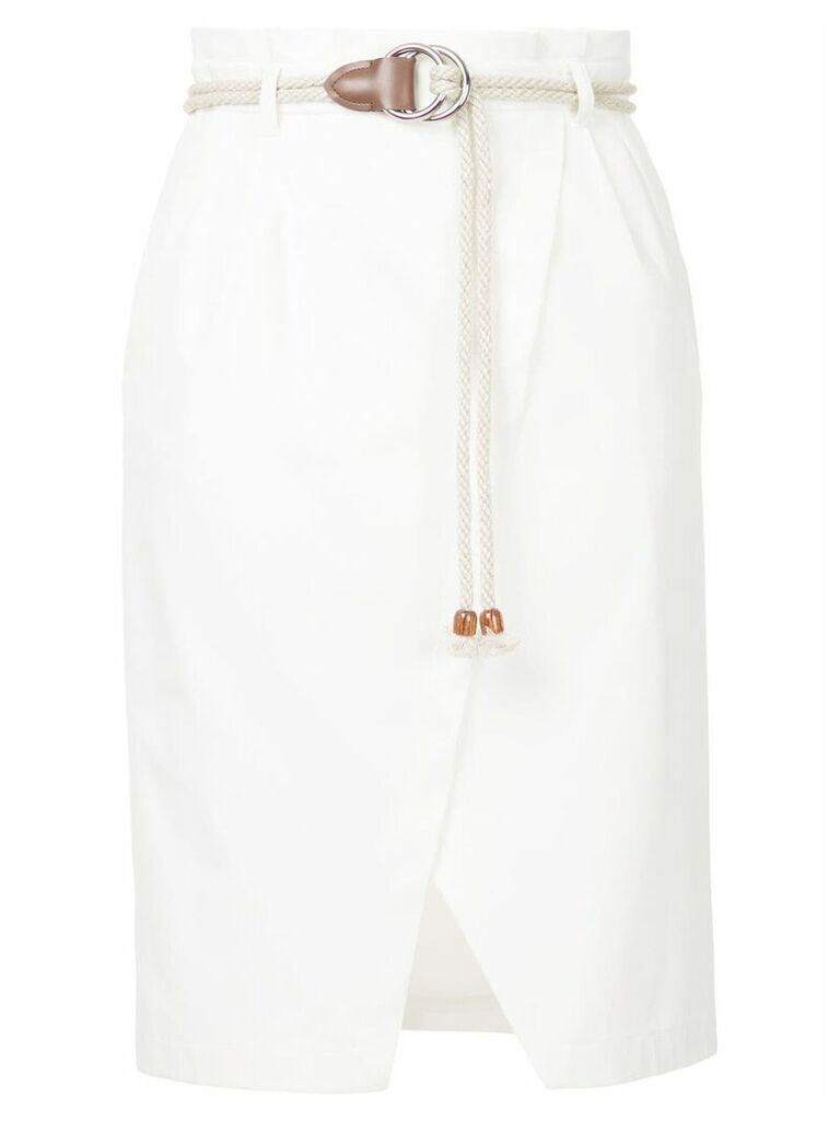 Loveless rope belt detail skirt - White