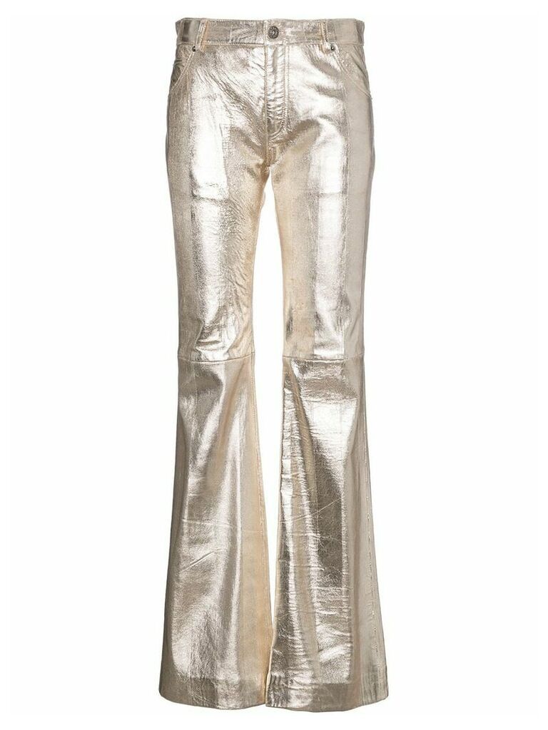 Chloé Silver Metallic Leather Trousers