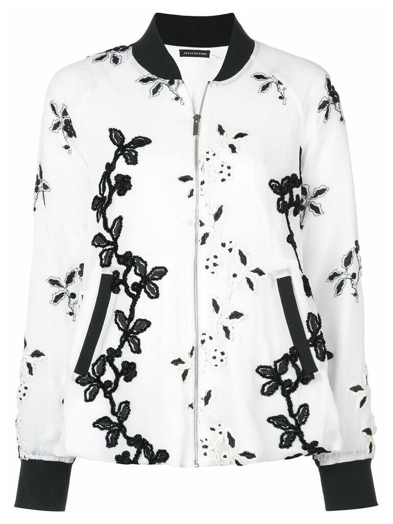 Josie Natori embroidered bomber jacket - White