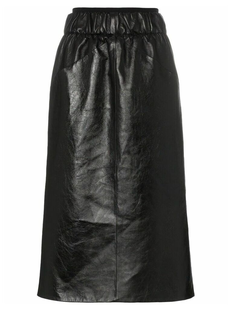 Givenchy Gathered-waist lambskin knee-length skirt - Black