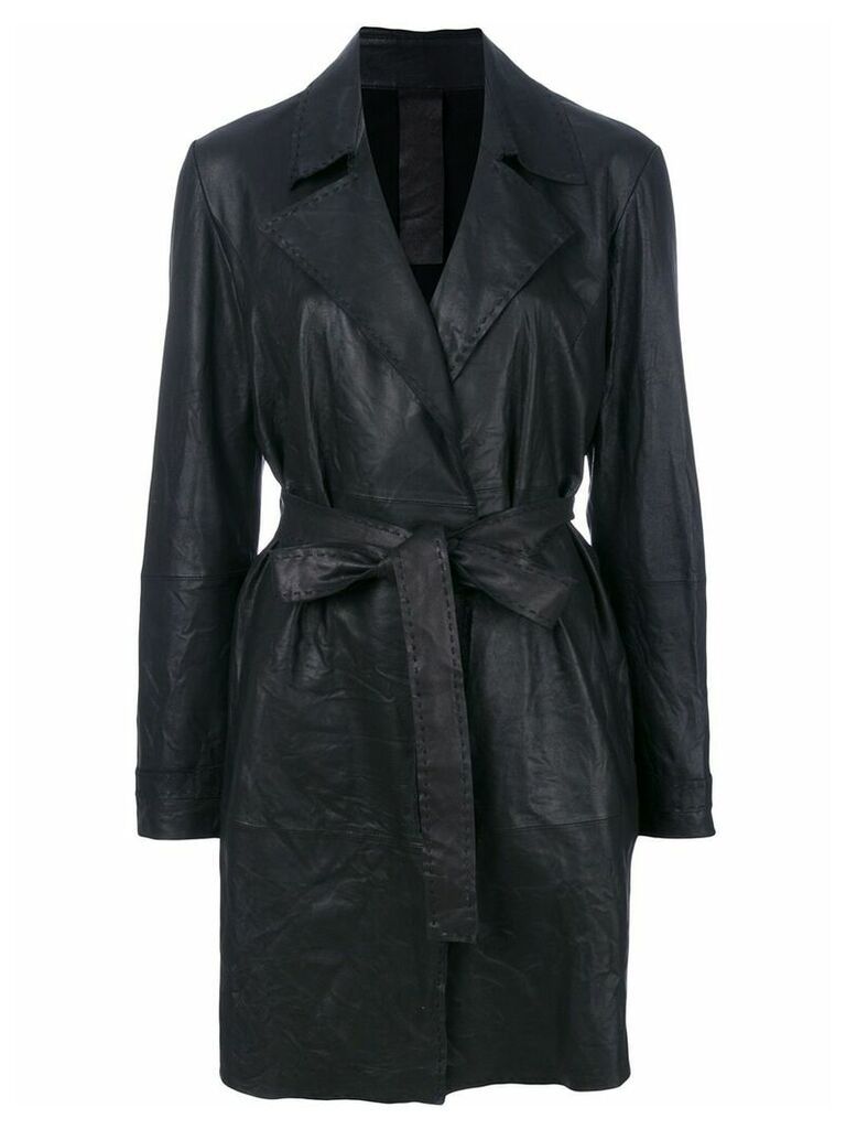 Vanderwilt belted midi leather coat - Black