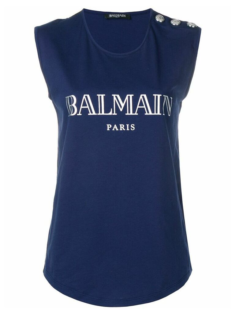 Balmain logo tank top - Blue