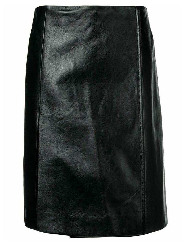 Prada wrap front leather skirt - Black